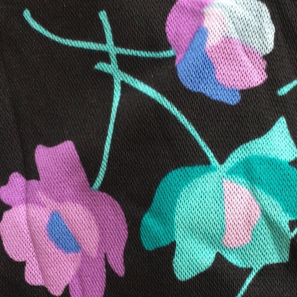 LOFT Sleeveless Sheer Top Ruffles Jewel-tones on Black - Picture 2 of 9